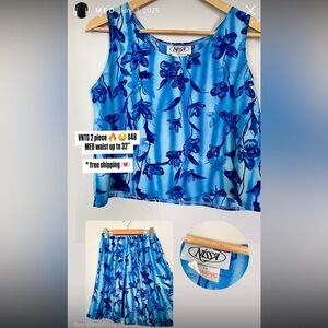 Nissa Blue Floral Two-Piece Set